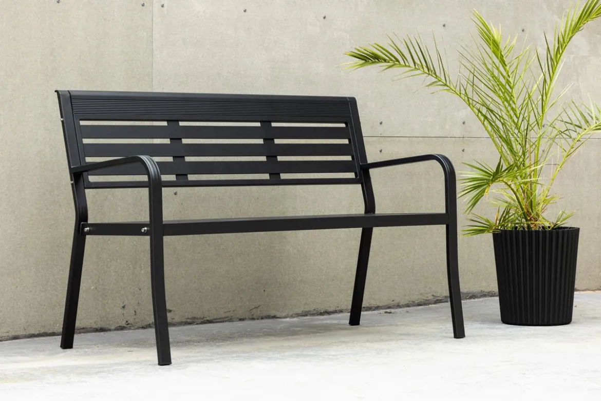 Gartenbank Mineral - Zeitloses Design aus schwarzem Aluminium