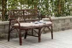 Gartenbank Tobias - Aus Rattan in der Farbe Dunkelwalnuss