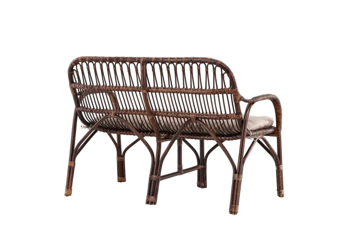 Gartenbank Tobias - Aus Rattan in der Farbe Dunkelwalnuss