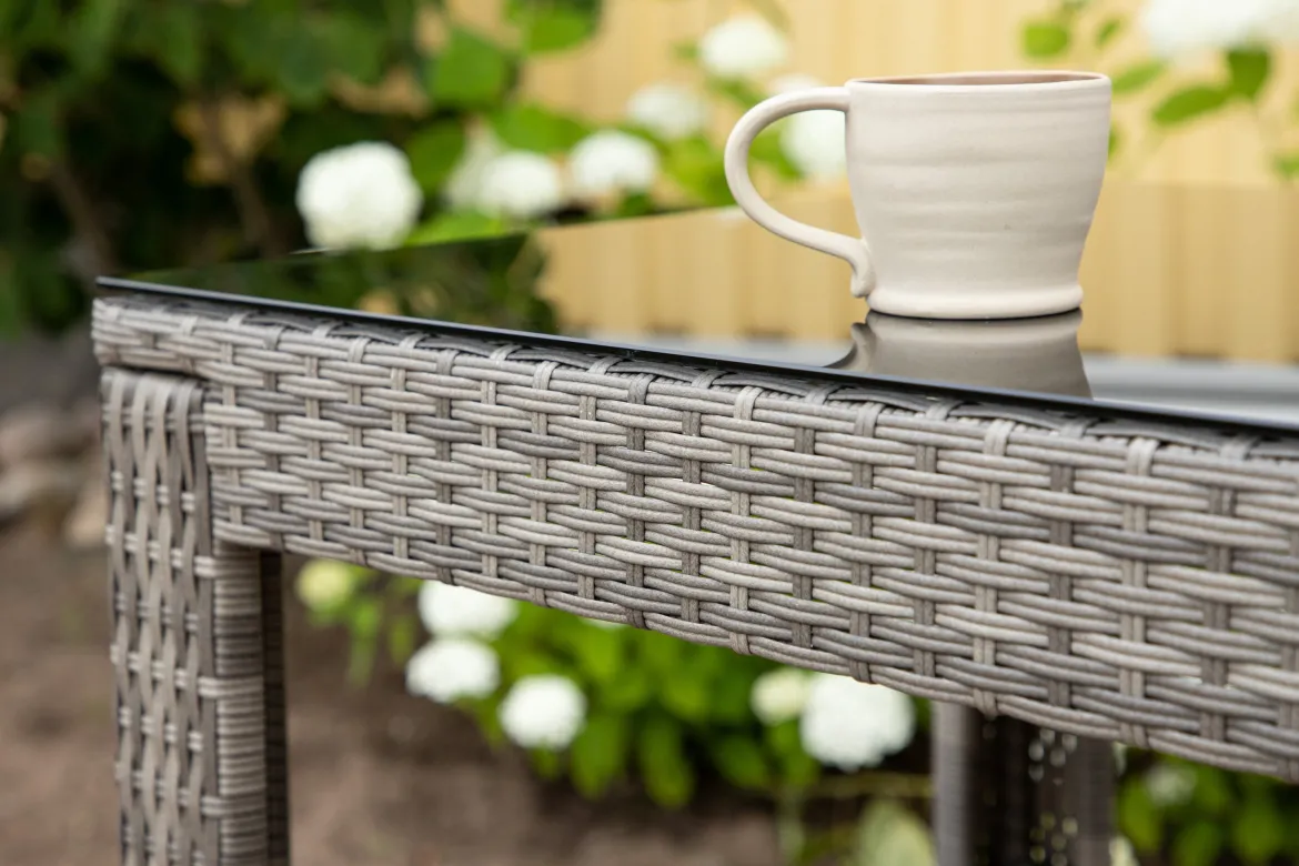 Garten Bartisch Bärbel - Hochtisch aus Rattan mit Glasplatte