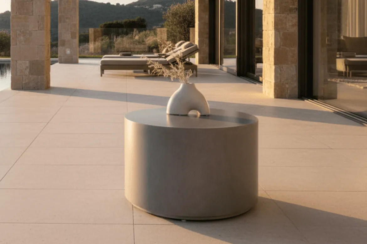 Garten Beistelltisch India - Ø60 aus Aluminium in der Farbe Grau