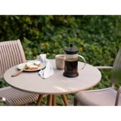 Garten Beistelltisch Mavlina - aus Stahl in Taupe