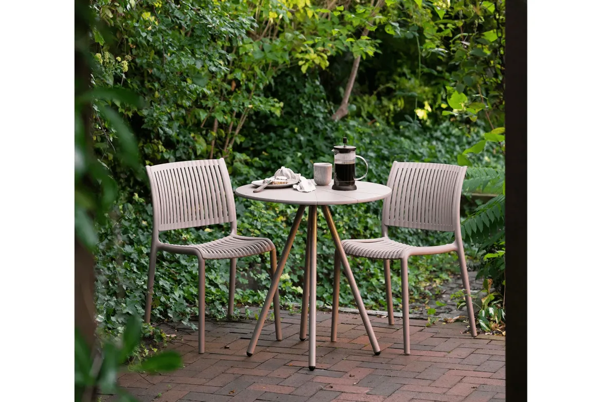 Garten Beistelltisch Mavlina - aus Stahl in Taupe