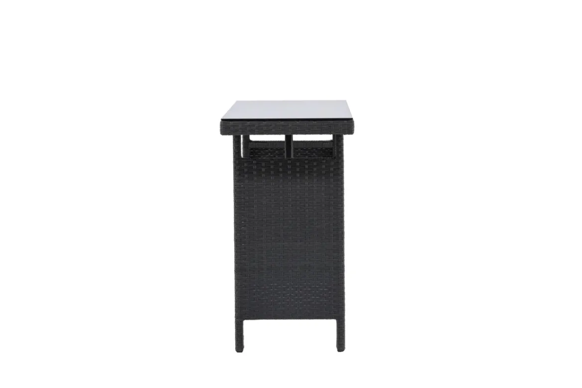 Garten Beistelltisch Pandora - Aus Rattan und Glas in Schwarz
