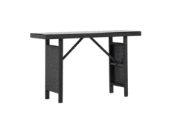 Garten Beistelltisch Pandora - Aus Rattan und Glas in Schwarz