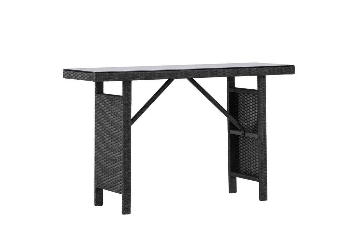 Garten Beistelltisch Pandora - Aus Rattan und Glas in Schwarz