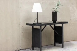 Garten Beistelltisch Pandora - Aus Rattan und Glas in Schwarz