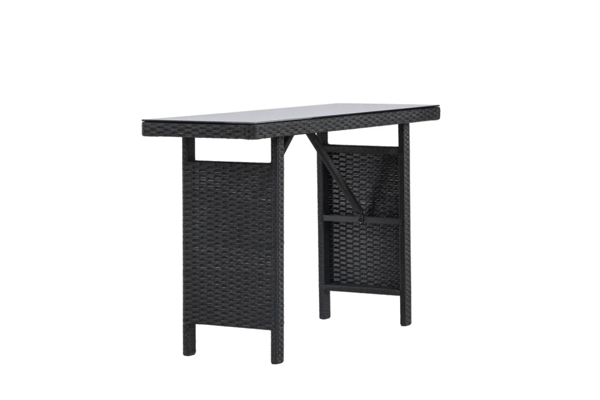 Garten Beistelltisch Pandora - Aus Rattan und Glas in Schwarz