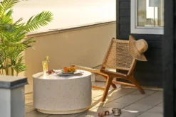 Garten Beistelltisch Velkara- Steinoptik Sand