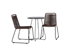 Garten Cafegruppe Aven – 3-teiliges Gartenmöbel-Set in Braun/Schwarz