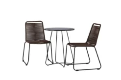 Garten Cafegruppe Aven – 3-teiliges Gartenmöbel-Set in Braun/Schwarz