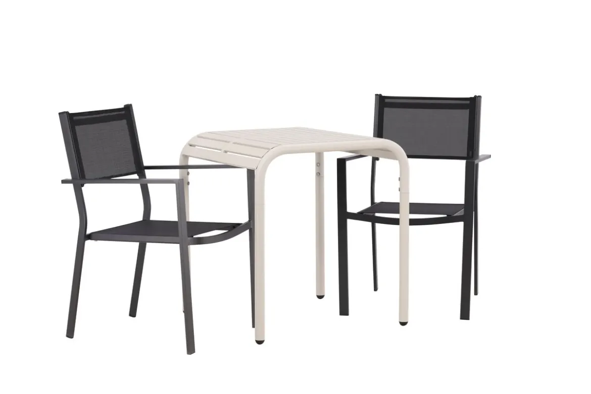 Garten Cafegruppe Florenz – 3-teiliges Gartenmöbel-Set in Beige/Schwarz