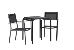 Garten Cafegruppe Levina – 3 teiliges Möbel-Set in Schwarz