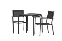 Garten Cafegruppe Levina – 3 teiliges Möbel-Set in Schwarz