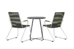 Garten Cafegruppe Malte – 3-teiliges Gartenmöbel-Set mit grünen Stühlen