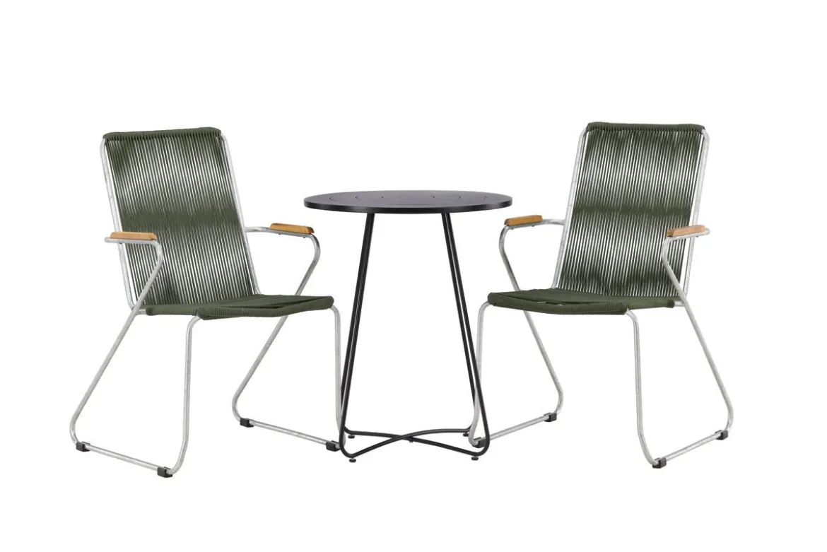 Garten Cafegruppe Malte – 3-teiliges Gartenmöbel-Set mit grünen Stühlen