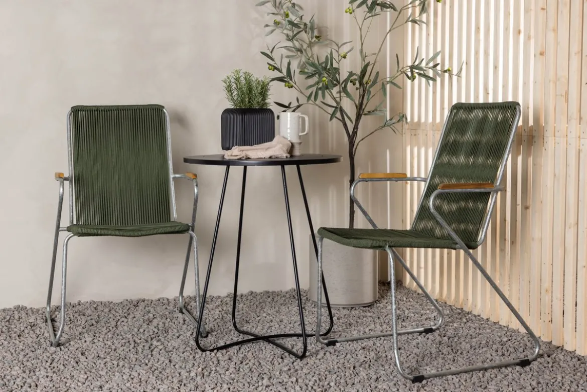 Garten Cafegruppe Malte – 3-teiliges Gartenmöbel-Set mit grünen Stühlen