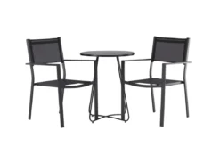Garten Cafegruppe Marvin – 3-teiliges Gartenmöbel-Set in der Farbe Schwarz