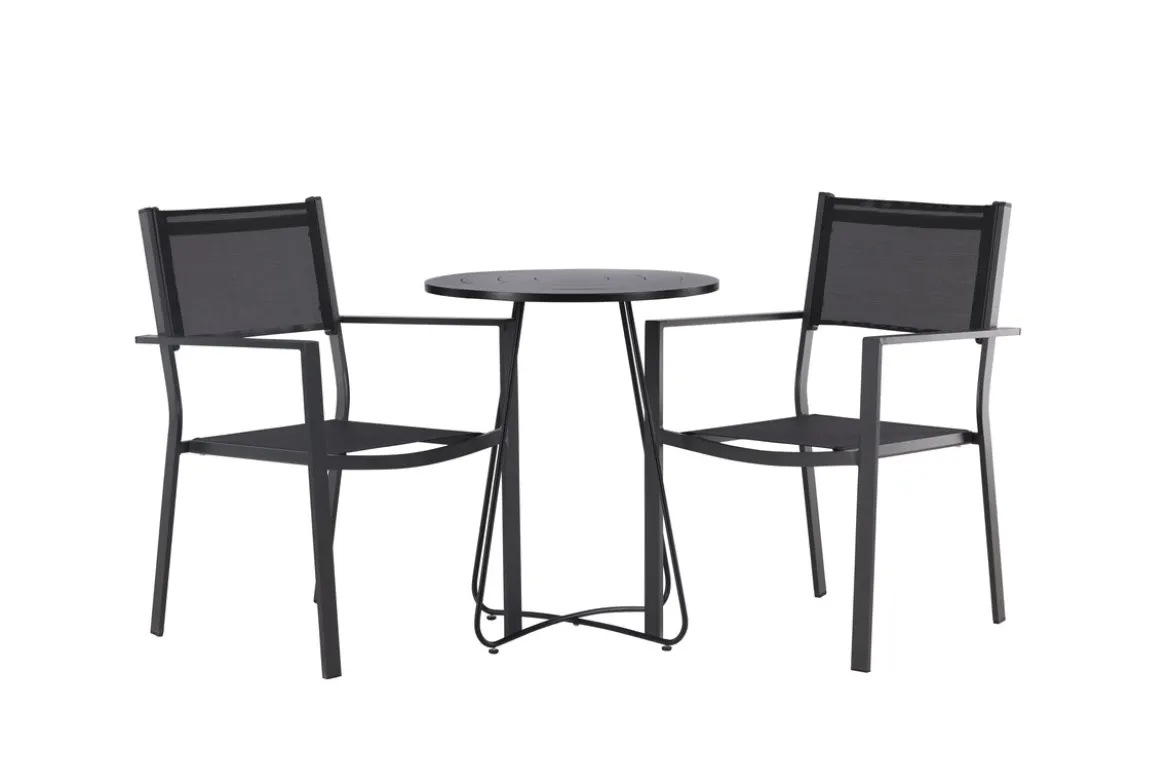 Garten Cafegruppe Marvin – 3-teiliges Gartenmöbel-Set in der Farbe Schwarz