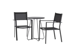 Garten Cafegruppe Marvin – 3-teiliges Gartenmöbel-Set in der Farbe Schwarz
