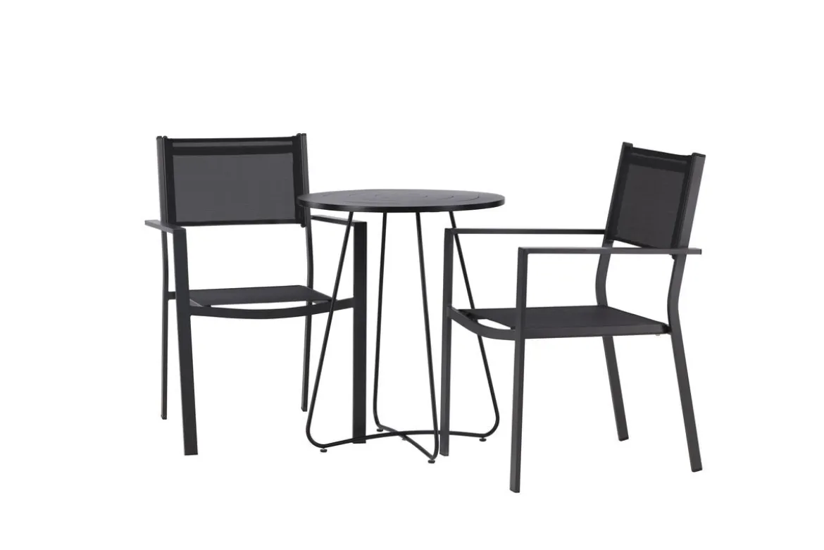 Garten Cafegruppe Marvin – 3-teiliges Gartenmöbel-Set in der Farbe Schwarz