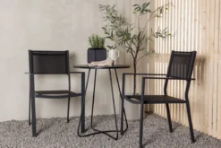 Garten Cafegruppe Marvin – 3-teiliges Gartenmöbel-Set in der Farbe Schwarz