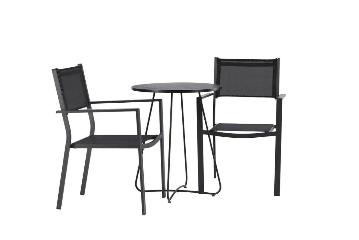 Garten Cafegruppe Marvin – 3-teiliges Gartenmöbel-Set in der Farbe Schwarz
