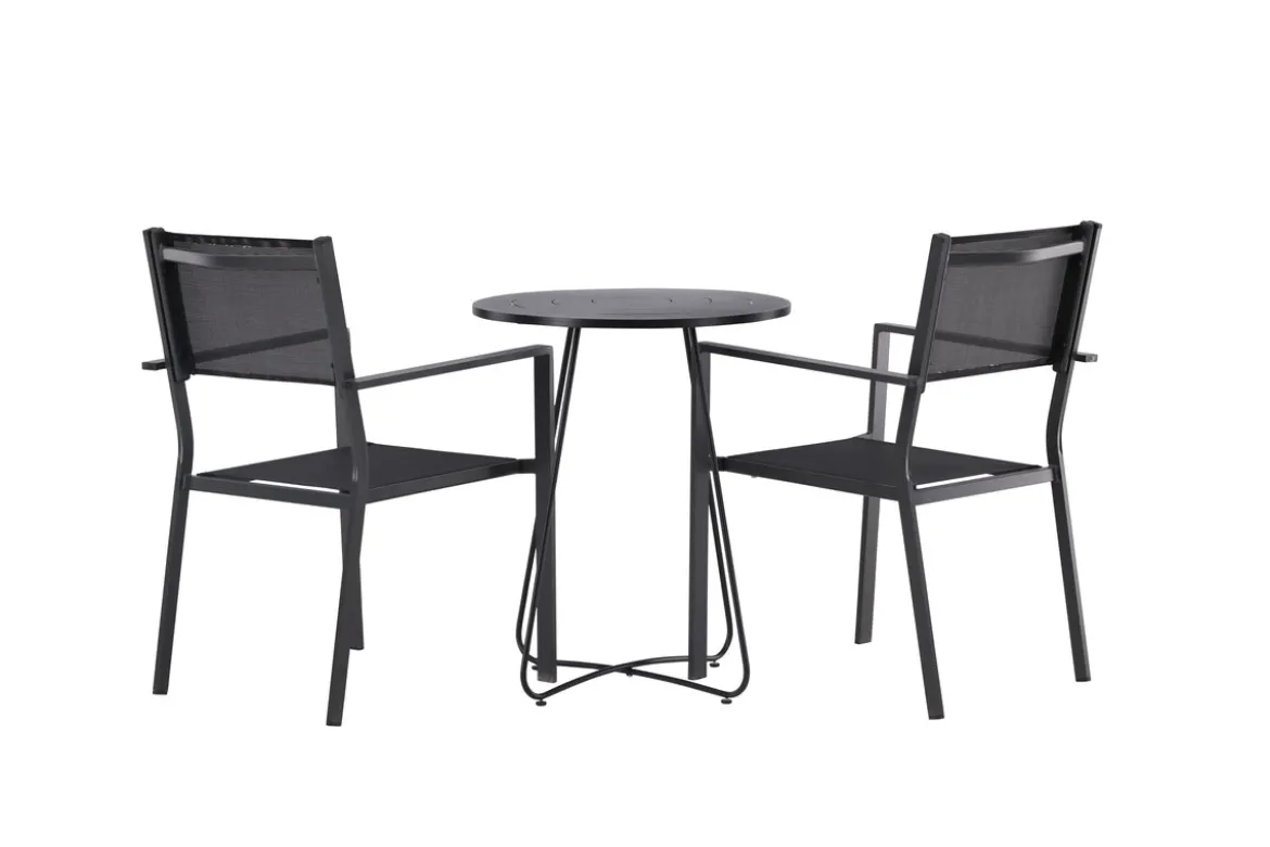Garten Cafegruppe Marvin – 3-teiliges Gartenmöbel-Set in der Farbe Schwarz