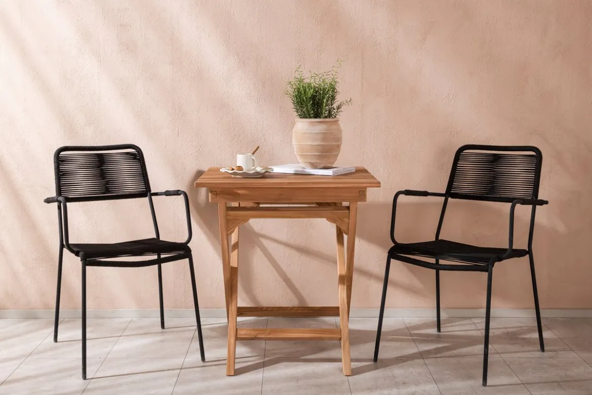 Garten Cafegruppe Zivano – 3 teiliges Set mit Teakholz-Tisch