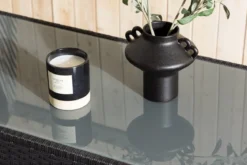 Garten Couchtisch Lena - Aus Rattan und Glas in Schwarz