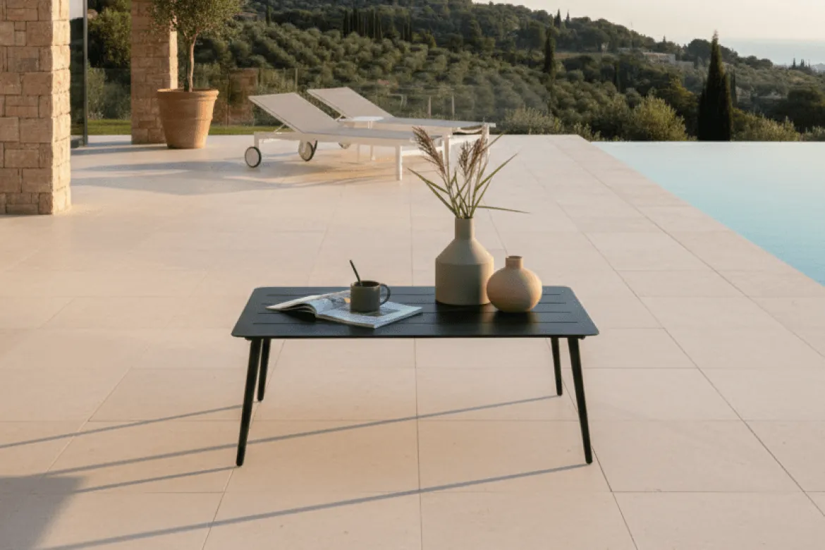 Garten Couchtisch Rhodos - Aus schwarzem Aluminium