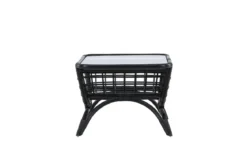 Garten Couchtisch Sarina - Aus Rattan und Glas in Schwarz