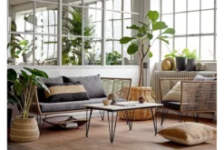 Garten-Couchtisch Sovar – Fibercement in Grau mit Metallgestell