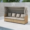 Garten Daybed Merano – Outdoor-Liege mit Sonnendach aus Polyrattan in Beige