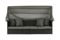 Garten Daybed Merano – Outdoor-Liege mit Sonnendach aus Polyrattan in Schwarz
