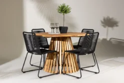 Garten Essgruppe Amano – 5-teiliges Gartenmöbel-Set mit rundem Tisch in 2 Farben