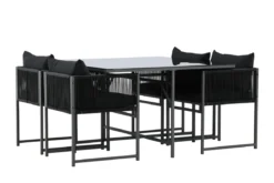 Garten Essgruppe Auren – 5-teiliges Gartenmöbel-Set aus Stahl und Glas