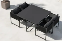 Garten Essgruppe Auren – 5-teiliges Gartenmöbel-Set aus Stahl und Glas