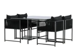 Garten Essgruppe Auren – 5-teiliges Gartenmöbel-Set aus Stahl und Glas
