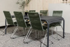 Garten Essgruppe Bloom – 7-teiliges Gartenmöbel-Set mit grünen, stapelbaren Stühlen