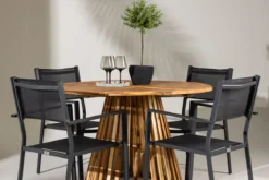 Garten Essgruppe Cocobello – 5-teiliges Gartenmöbel-Set mit rundem Tisch aus Akazie