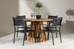 Garten Essgruppe Cocobello – 5-teiliges Gartenmöbel-Set mit rundem Tisch aus Akazie