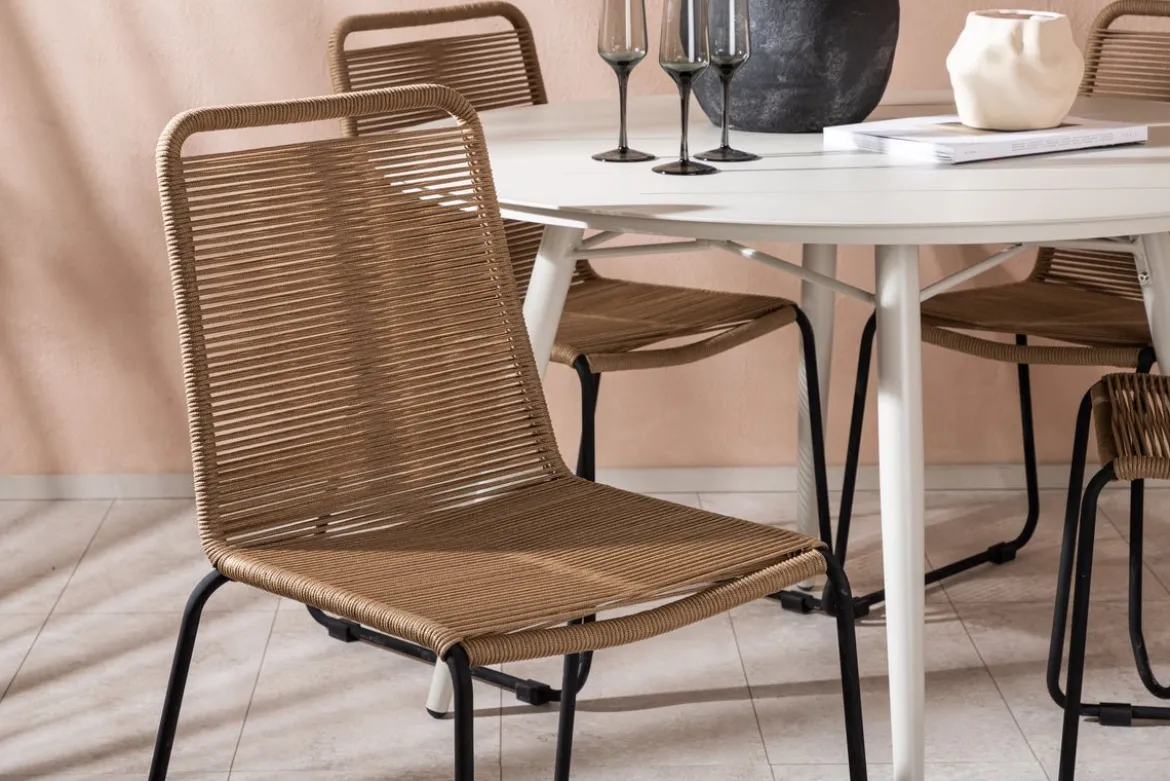 Garten Essgruppe Fina – 5-teiliges Gartenmöbel-Set mit rundem Tisch