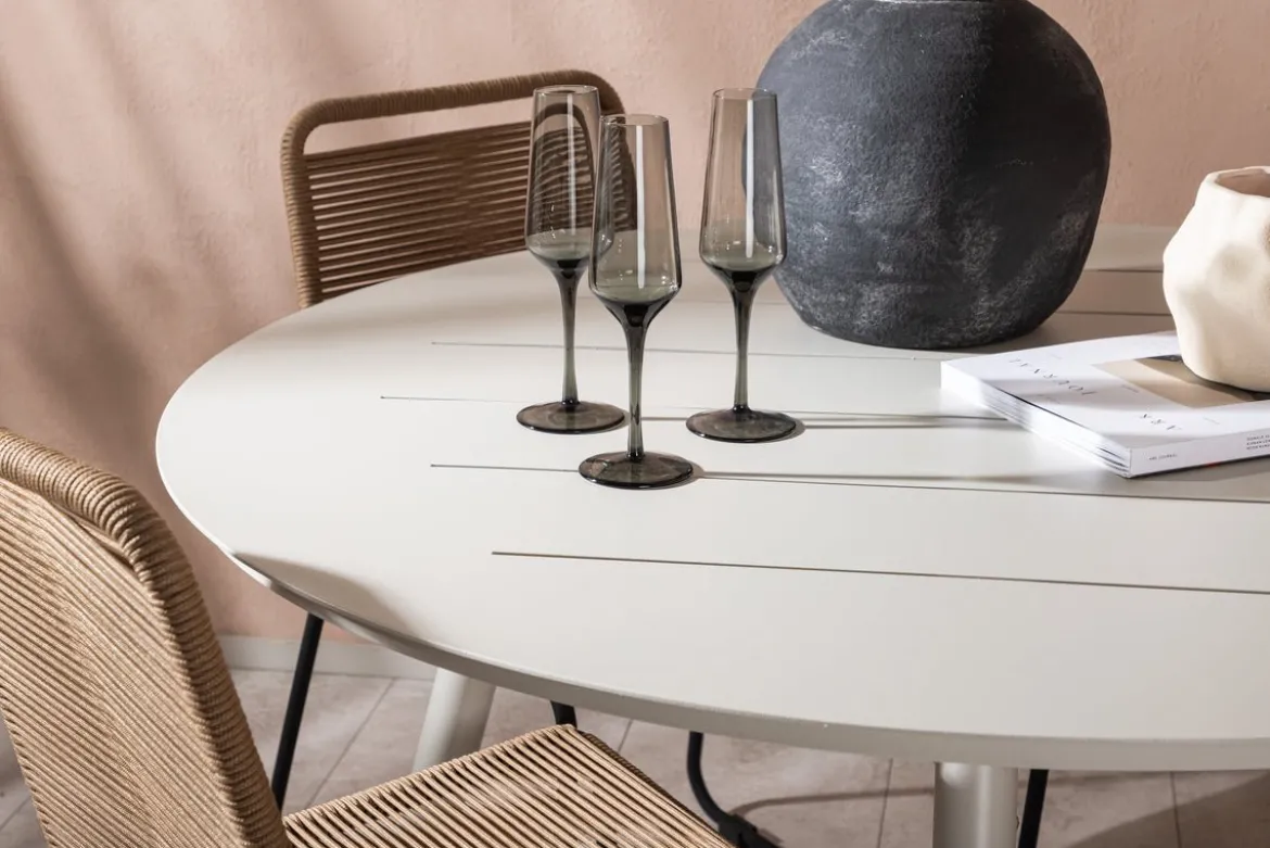 Garten Essgruppe Fina – 5-teiliges Gartenmöbel-Set mit rundem Tisch