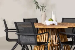 Garten Essgruppe Flora – 7-teiliges Gartenmöbel-Set mit Tisch aus Akazie in Natur-Optik