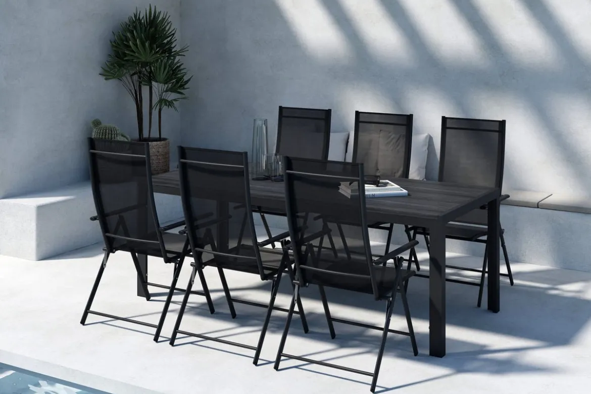 Garten Essgruppe Forma – 7-teiliges Gartenmöbel-Set in Beige oder Schwarz