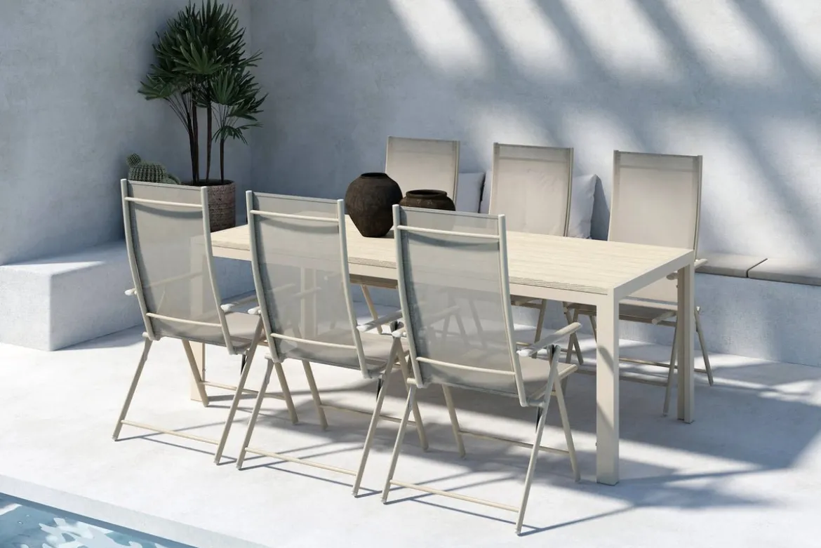 Garten Essgruppe Forma – 7-teiliges Gartenmöbel-Set in Beige oder Schwarz