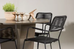 Garten Essgruppe Francesco – 5-teiliges Gartenmöbel-Set mit rundem Tisch aus Aluminium