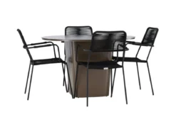 Garten Essgruppe Francesco – 5-teiliges Gartenmöbel-Set mit rundem Tisch aus Aluminium