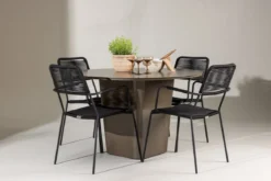 Garten Essgruppe Francesco – 5-teiliges Gartenmöbel-Set mit rundem Tisch aus Aluminium